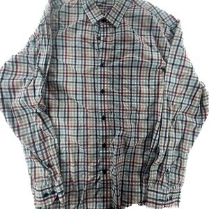 Tasso Elba Blue and Red Casual‎ Button Down Shirt 2XL